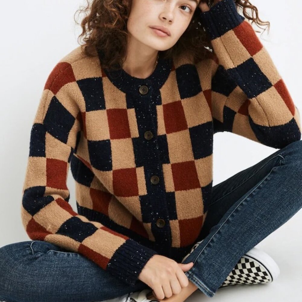 Madewell Checkered Heavyweight Cardigan